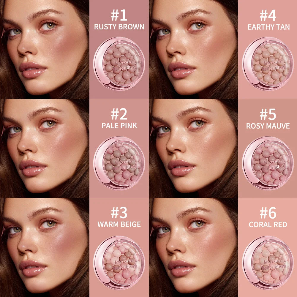 Spherical Roller Blush With Brush Natural Makeup Long Lasting Pearlescent Cosmetics For Women Face Contour Blusher - AliExpress 66