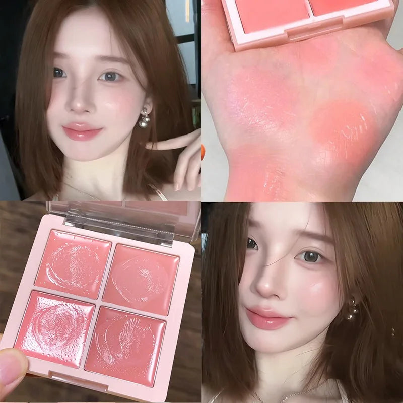 4 Color Cream Pink Peach Blush Palette Water Light Blusher Brightening Natural Lightweight Face Makeup Blush Rouge - AliExpress 66