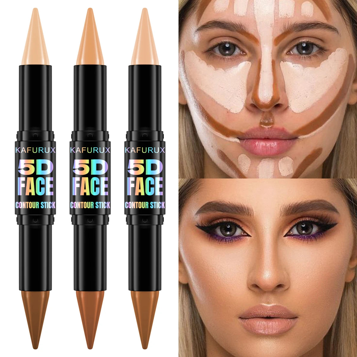 1PC Contour Stick Duo, Double-Eneed Highlight and Shadow Cream Waterproof Full Coverage Face Foundation Concealer Pen Long Lasti - AliExpress 66