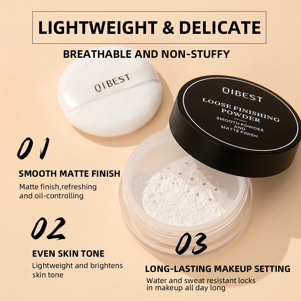 QIBEST Professional Matte Loose Powder Face Setting Powder Waterproof Oil Control Full Coverage Makeup Translucent Styling Fixer - AliExpress 66
