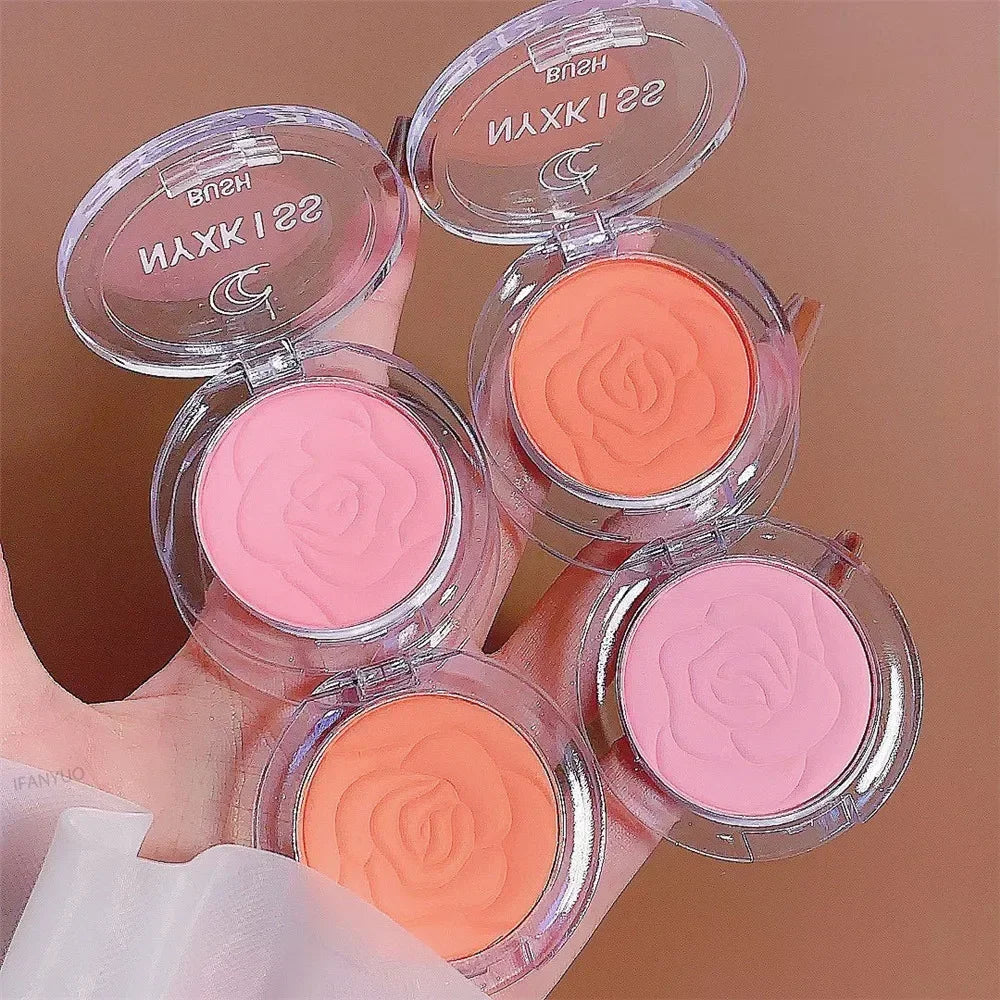 Single Color Matte Embossed Petal Blush Palette Peach Cream Pink Orange Cheek Contour Makeup Rouge for Women Beauty Cosmetics - AliExpress 66