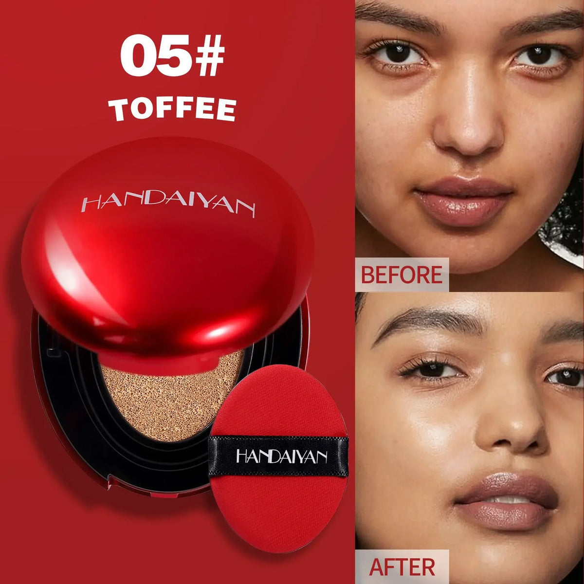 Red Cushion Foundation Semi-Matte Full Coverage Waterproof Long-lasting Concealer Makeup Tone Up Cream Base Covering Foundation - AliExpress 66