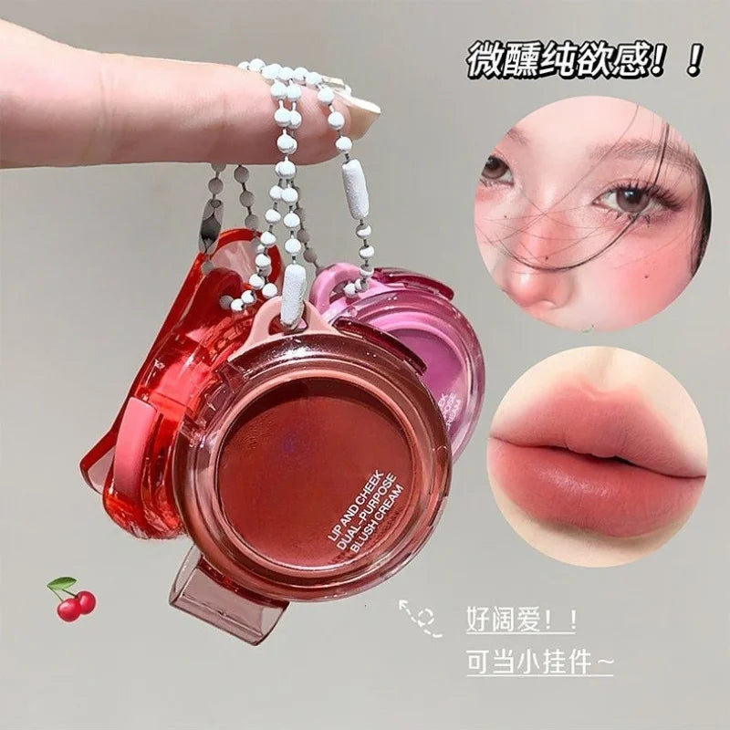 Matte Rose Purple Blush Cream Lip Cheek Multi-Use Lip Mud Lipstick Monochrome Blusher Brightening Face Easy Color Rouge Makeup