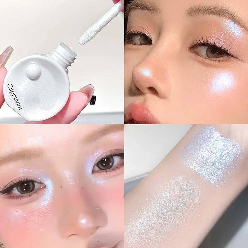 Shimmer Liquid Highlighter Face Contour Makeup Pearlescent Glow Radiant Brightening Lying Silkworm Liquid Highlighter Eye Makeup - AliExpress 66