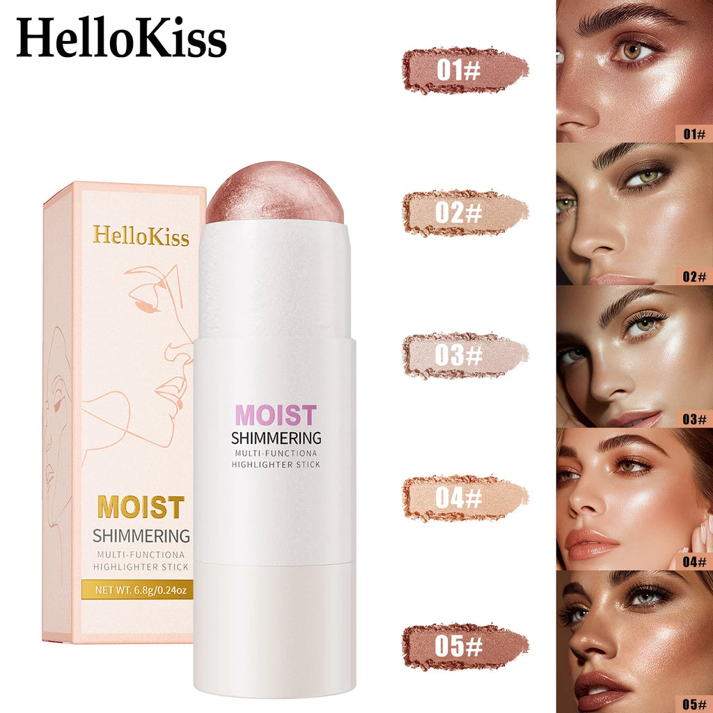 5 Colors Water Light High Gloss Stick Bronzer Shimmer Highlighter Blush Waterproof Face Contour Brighten Stereo Facial Makeup - AliExpress 66