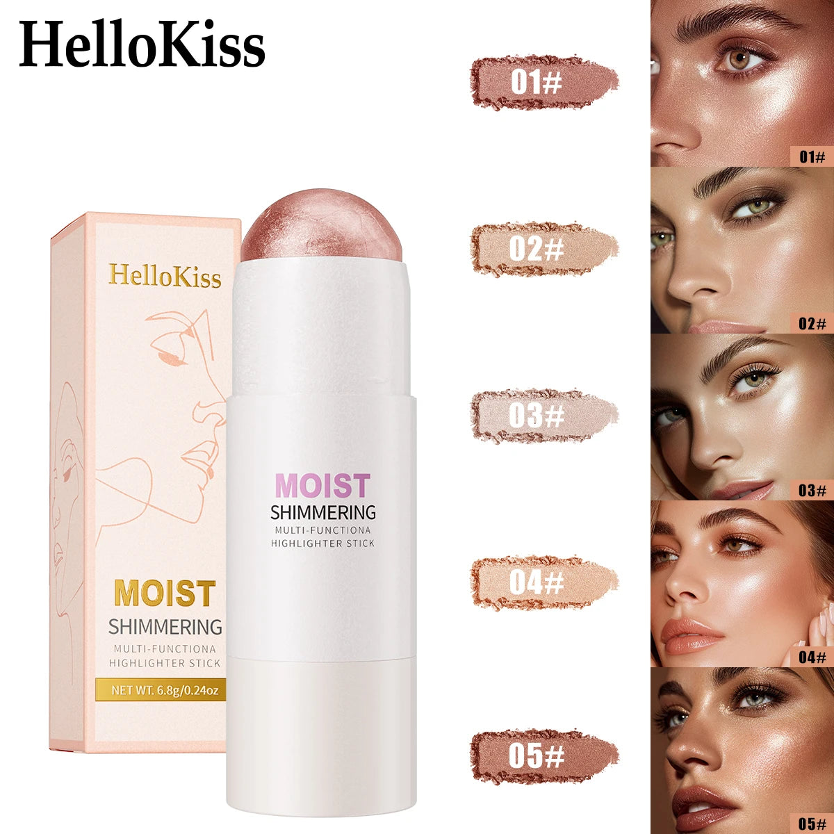 5 Colors Water Light High Gloss Stick Bronzer Shimmer Highlighter Blush Waterproof Face Contour Brighten Stereo Facial Makeup - AliExpress 66