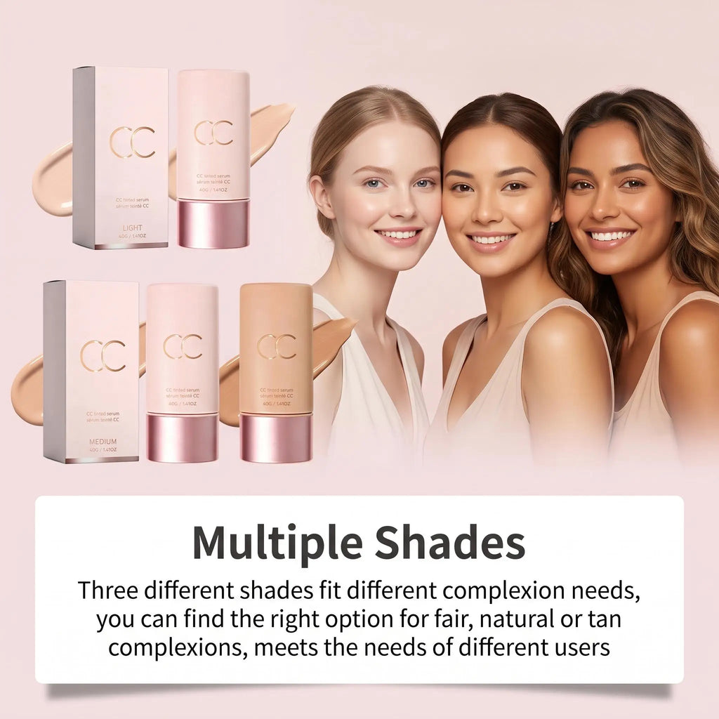 CC Tinted Serum Color Correcting Tinted Serum Self Adapt Skin Tone No Caking Natural Finish Coverage Foundation Serum