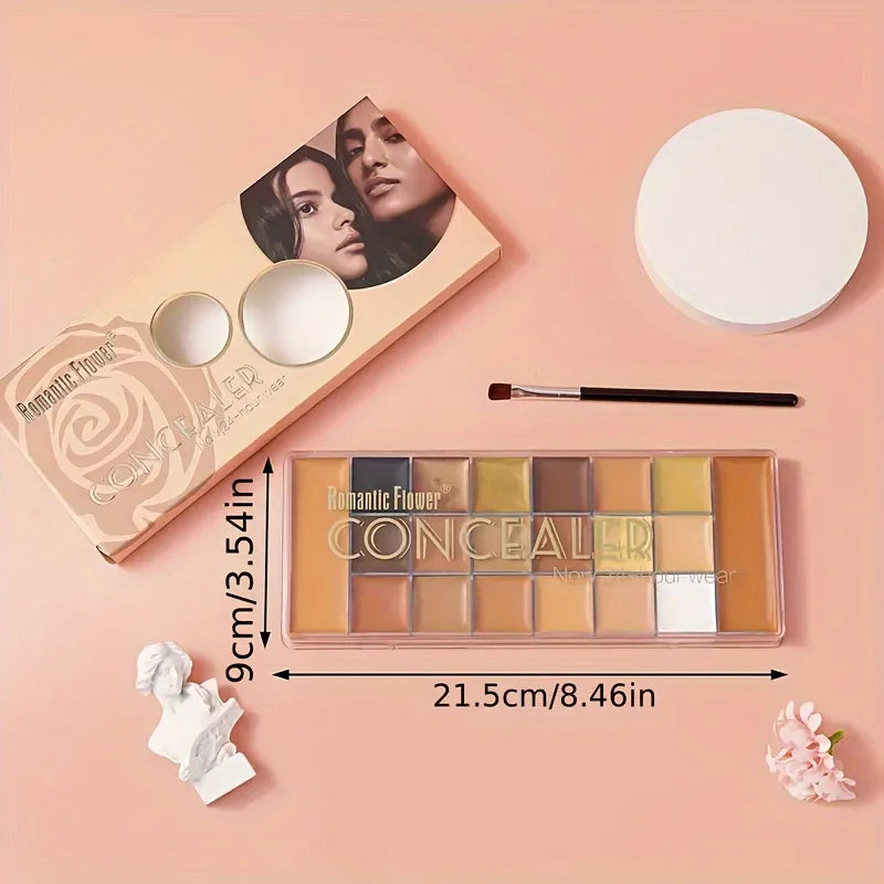 20-Color Concealer Palette with Small Brush Earth Tone Foundation Full Coverage Brightening Water-Resistant Makeup Tray - AliExpress 66
