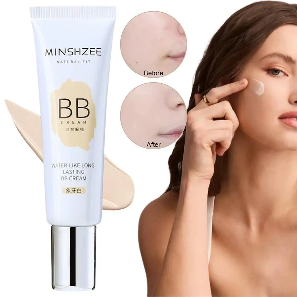 Natural Concealer BB Cream, Foundation Liquid Long-lasting Ivory White Concealer Moisturizing Oil Control Base Makeup No Powder