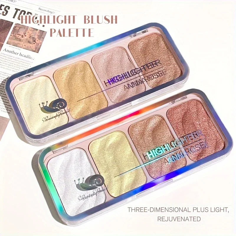 4-Color Highlighter Palette Pearl Shimmer Diamond Glow Waterproof Long-Lasting Makeup for Face & Eye Daily Party Holiday Use - AliExpress 66