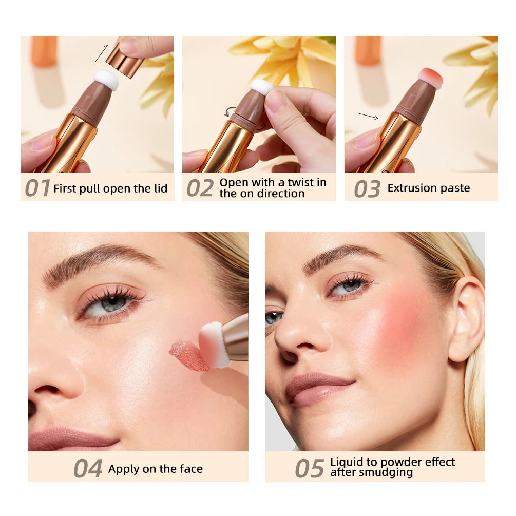 QIBEST Liquid Contour With Cushion Applicator Highlight Shimmer Natural Soft Moisturizing Cream Liquid Blush For Cheek Cosmetics - AliExpress 66