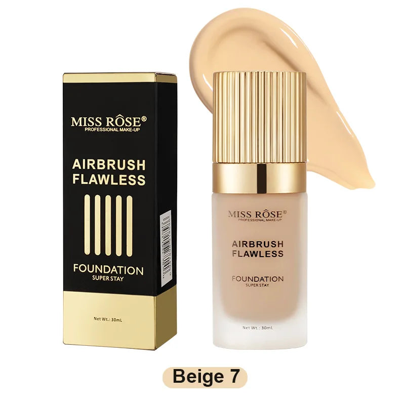 MISS ROSE Long Lasting Foundation Waterproof Sweatproof Natural Makeup Effect Concealer Liquid Base Facial Makeup Daily Cosmetic