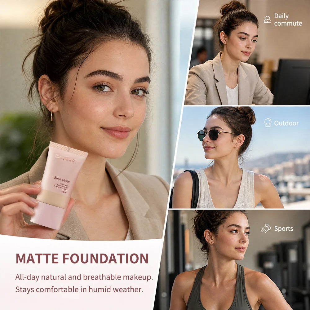 Matte Foundation Natural Coverage Smooth Skin-Friendly Deep Skin-Nourishing Long-Lasting & Waterproof Gentle Cares Foundation