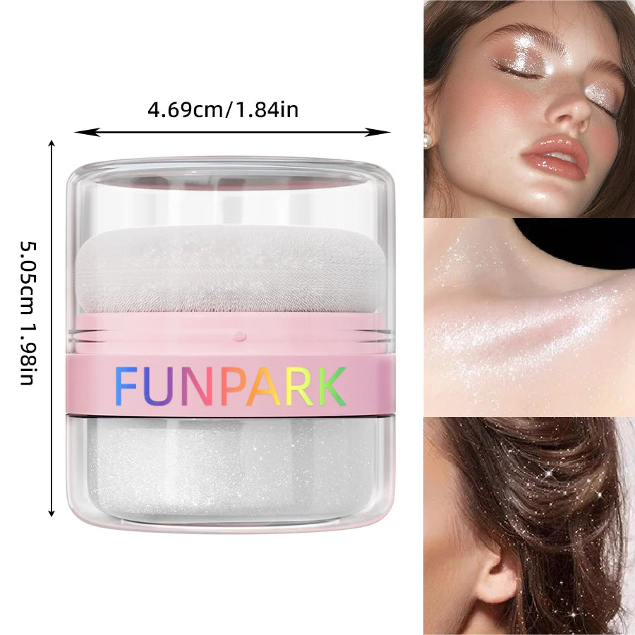 1PC Highlighter Powder Brightens the Face,with Puff of Highlight and Shadow on the Face or Body White Silver Korean Makeup Gits - AliExpress 66
