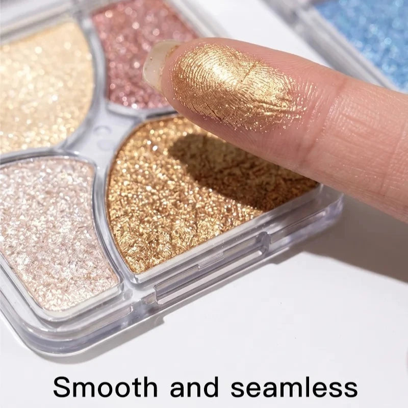 4-Color Face Highlighter Palette Natural Glow High Gloss Glitter Shimmer Baked Powder Long Lasting Contour Highlighter Makeup