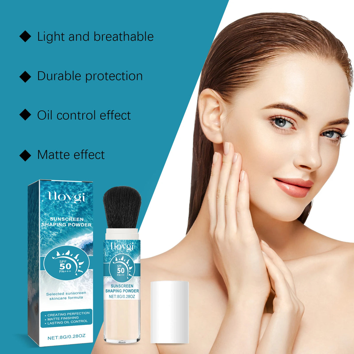 Hoygi SPF50 Mineral Sunscreen Shaping Powder Oil Control Matte Pore?Covering Lightweight Mild Face Makeup Setting Loose Powder