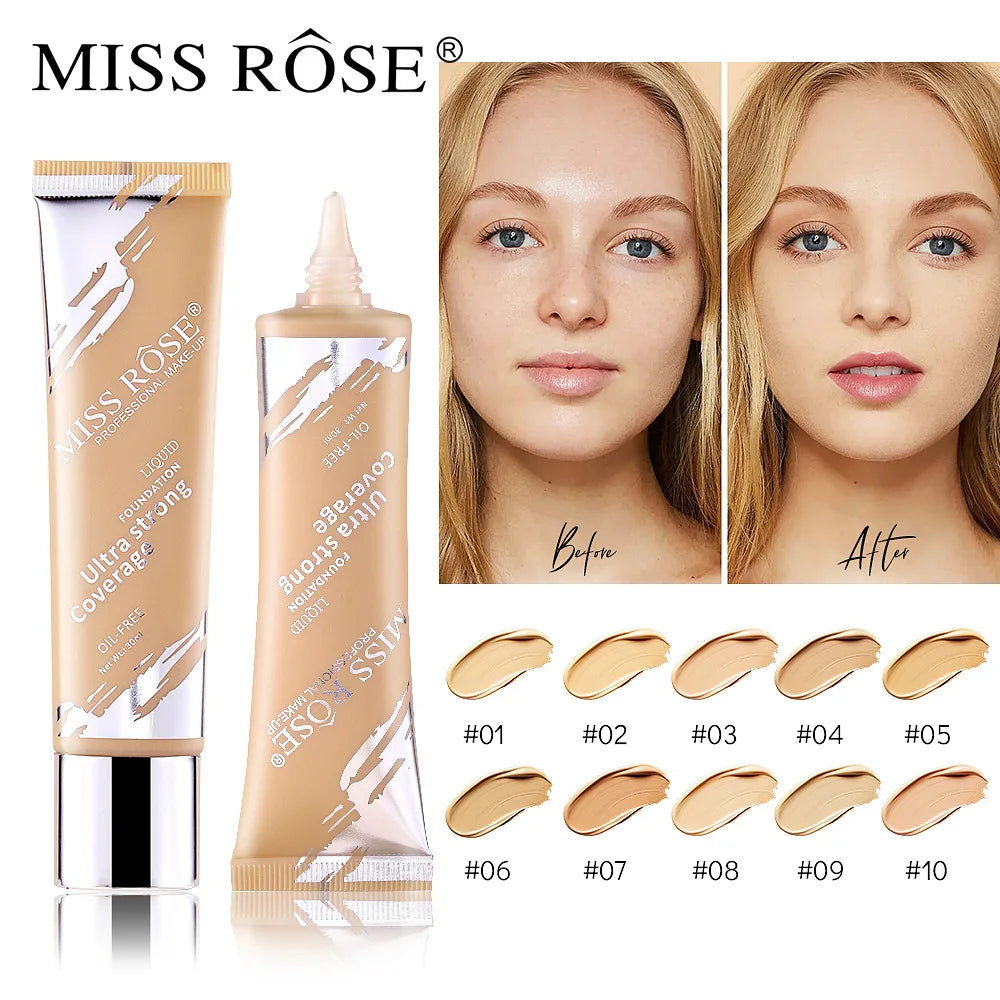 Oil?control LongLasting Foundation Cream Natural Buildable Coverage Concealer Makeup Base Sweat Proof Non?fading Facial Cosmetic
