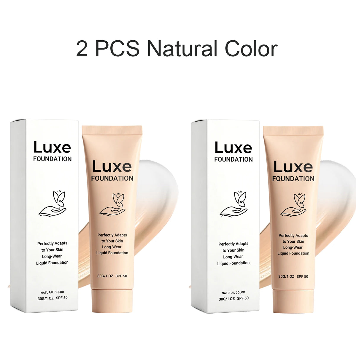 Luxe Temperature Changing Foundation Set Long Wear Liquid Makeup Skin Tone Adaptive Lightweight Natural Glow 30g SPF 50