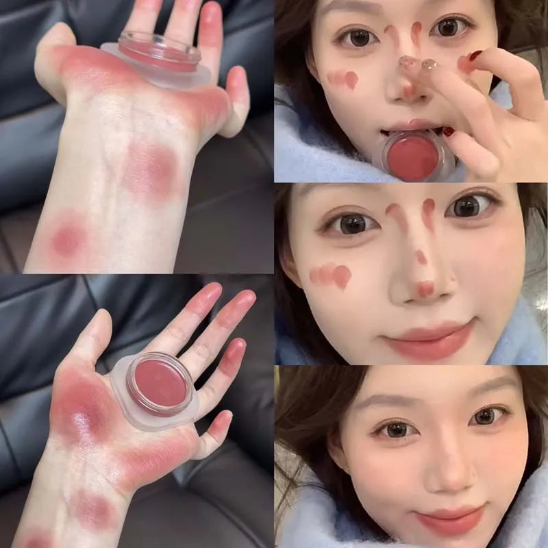 Purple Blush Cream Cheek Rouge Rose Brown Mud Palette Long-Lasting Waterproof Monochrome Brighten Face Moisturizing Blush Makeup - AliExpress 66