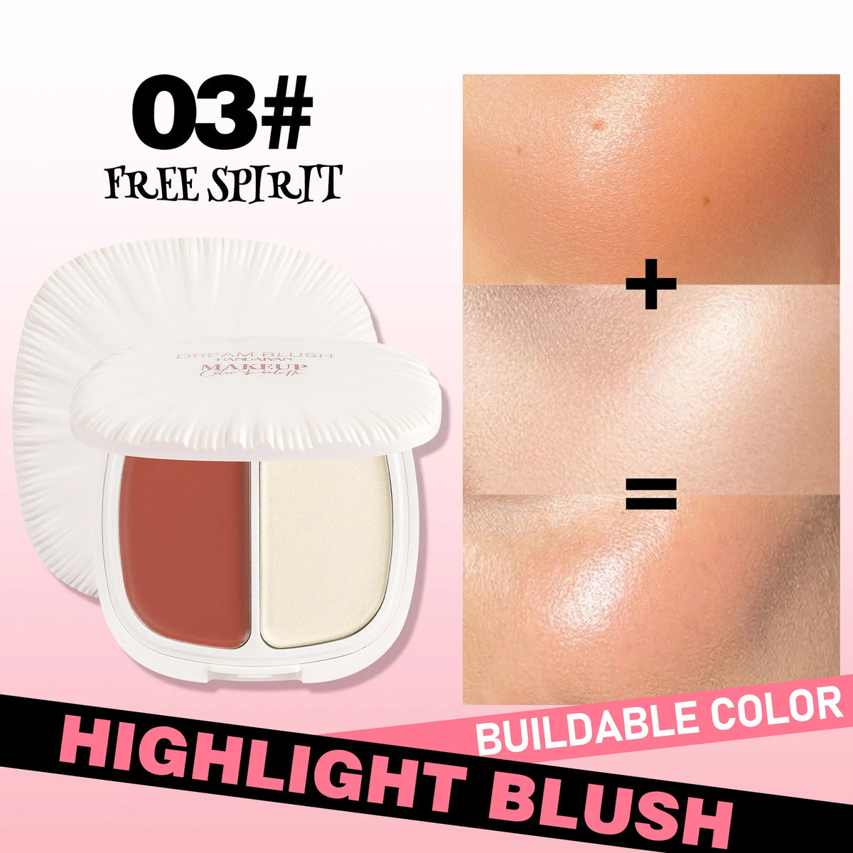 2 In 1 Dream Blush Highlighter Palette Natural Glow Face Contour Long Lasting Luminous Finish Healthy Radiance Duo - AliExpress 66