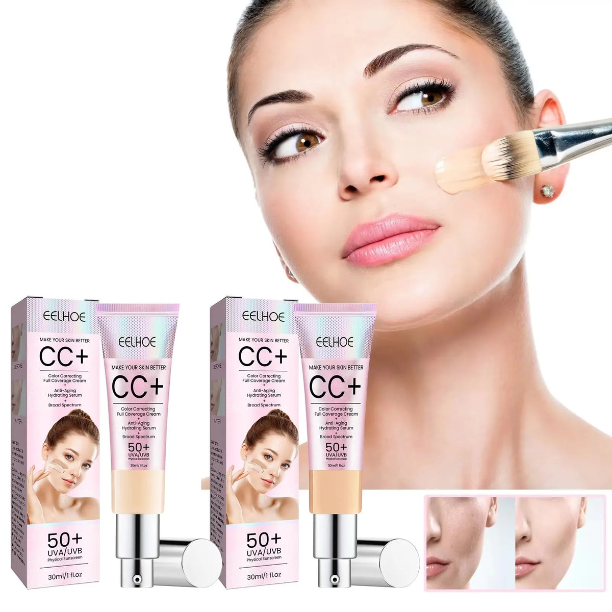 EELHOE CC Foundation Cream Oil Control Pore Covering Even Skin Tone Waterproof Natural Looking Makeup Moisturizing Foundation - AliExpress 66