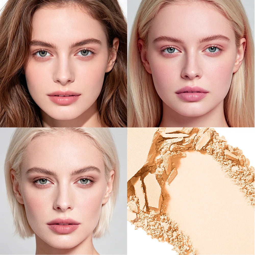2 In 1 Angel Wings Retractable Airbag Phone Grip With Pressed Powder Compact Mirror And Puff Matte Oil Control Makeup Setting