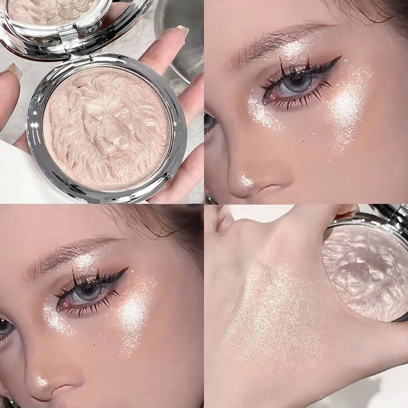 Three-Color Lion Facial Contour Highlighter Powder Makeup Palette Pearl White Shimmer Atmosphere Potato Puree Highlighter Plate - AliExpress 66
