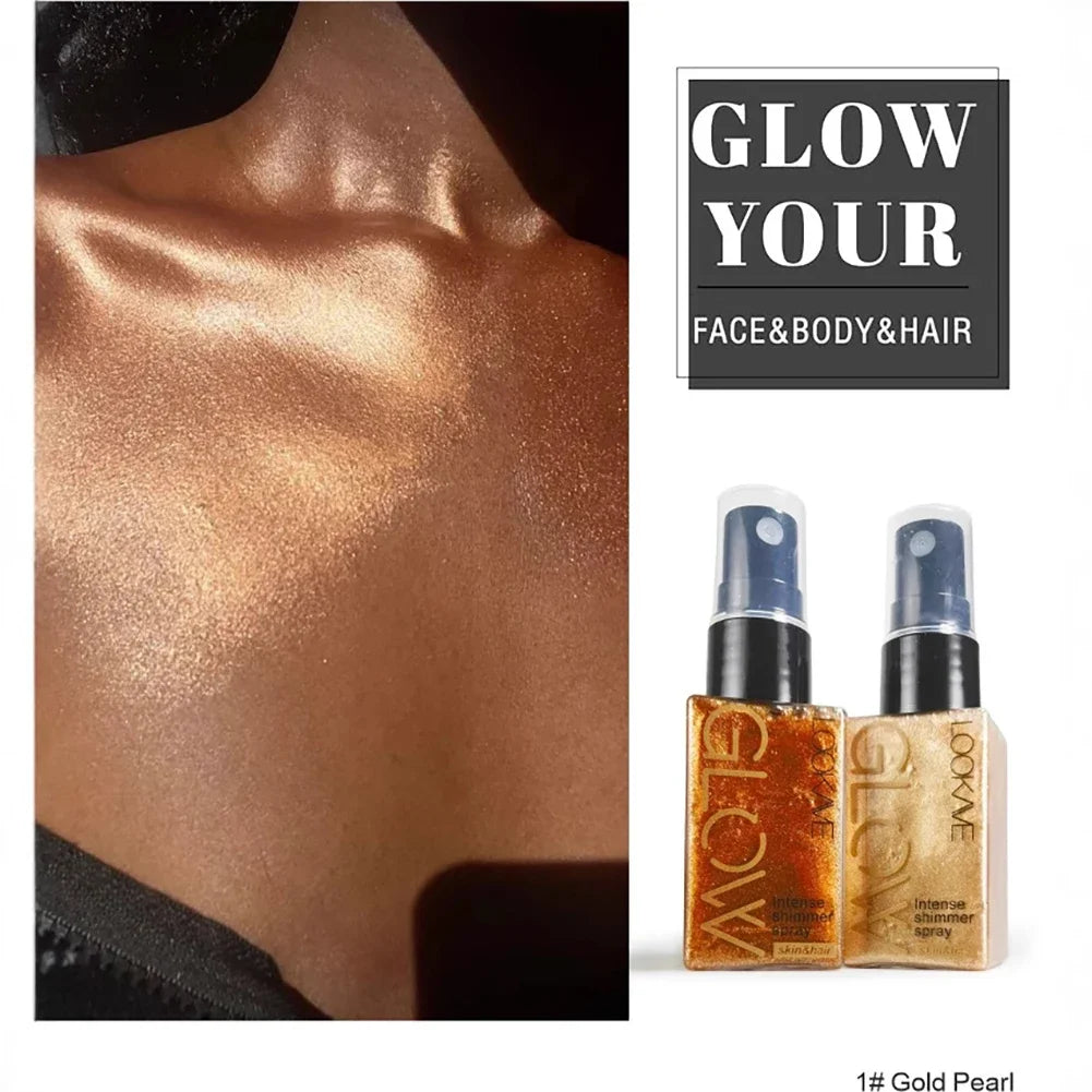 Illuminating Face Brightening Spray 30ml Liquid Highlighter Waterproof Long Lasting Shimmer Glitter Natural Glow for Body Face