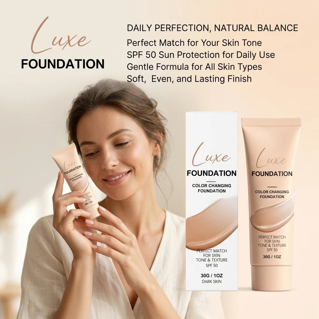 Color Changing Foundation Hydrating Even Skin Tone Soothing Skin Reliev Dryness Brighten Lightweight SPF50 Coverage Makeup Base