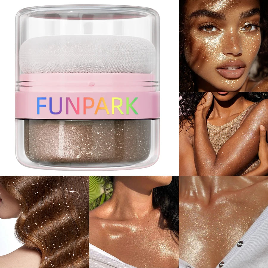 1PC Highlighter Powder Brightens the Face,with Puff of Highlight and Shadow on the Face or Body White Silver Korean Makeup Gits - AliExpress 66