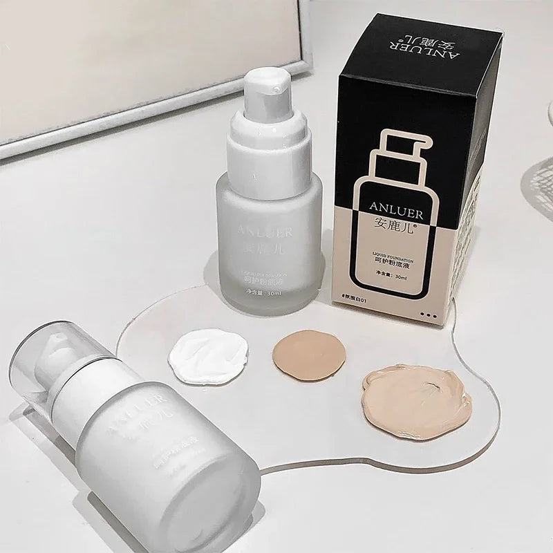 Matte White Liquid Foundation Makeup Waterproof & Long-Lasting Buildable Coverage Primer & Concealer Stick for Halloween Cosplay