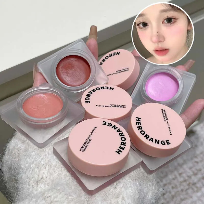 Purple Blush Cream Cheek Rouge Rose Brown Mud Palette Long-Lasting Waterproof Monochrome Brighten Face Moisturizing Blush Makeup - AliExpress 66