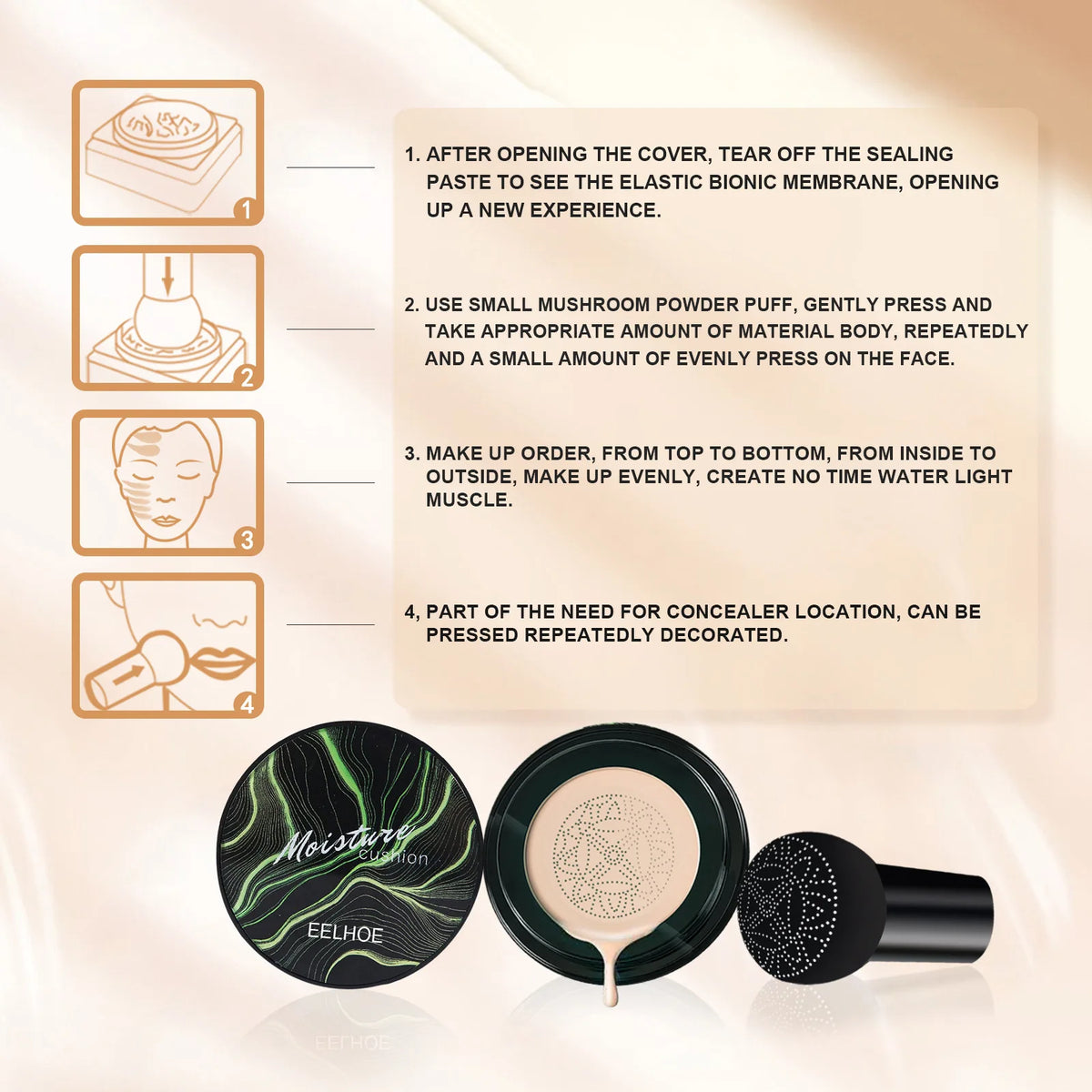 EELHOE Mushroom Air Cushion CC Cream Mushroom Head Waterproof Brighten Base Makeup Cosmetics Professional Concealing Foundation - AliExpress 66