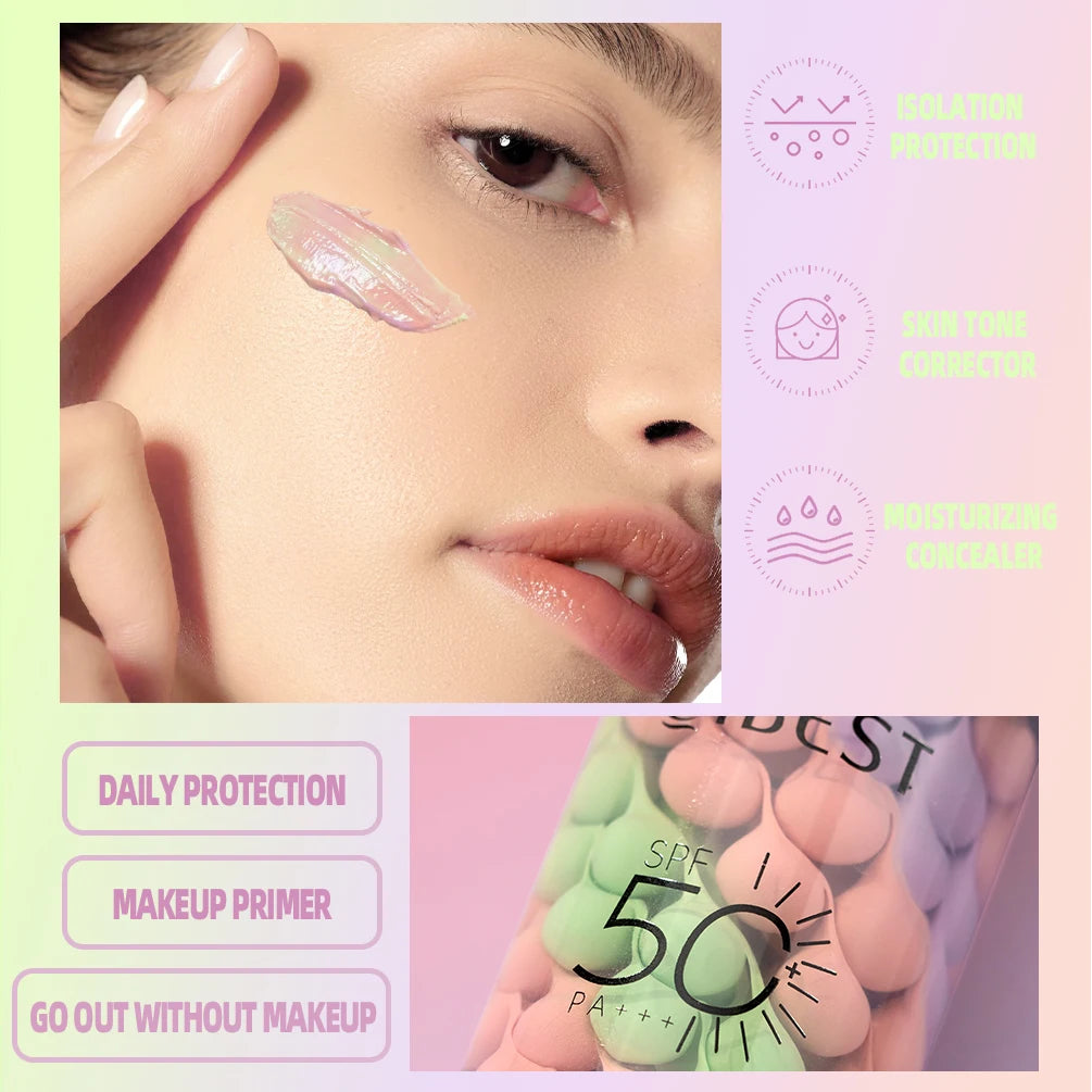 QIBEST Face Makeup Primer Tri-color Cream Brighten Contour Color Isolation Waterproof Foundation Natural Makeup Base Cream - AliExpress 66