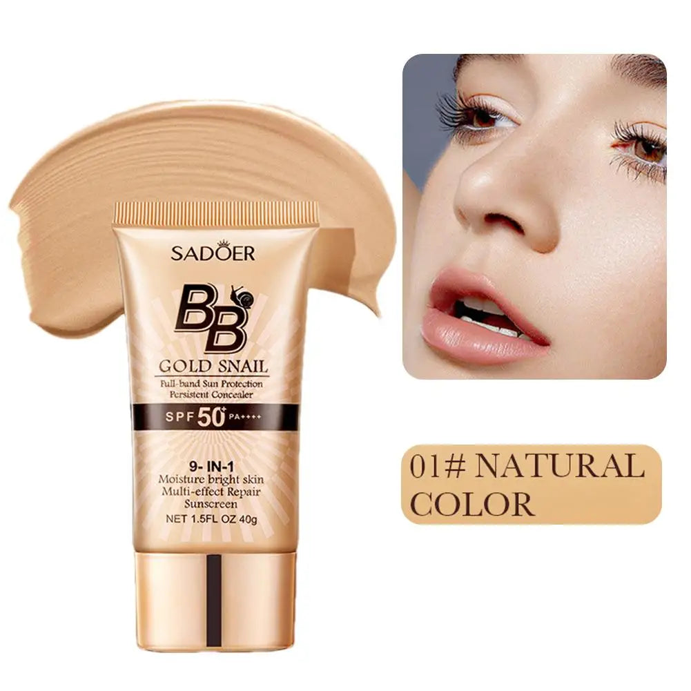SPF50+ Gold Snail Sunscreen BB Cream Whitening Foundation Concealer Moisturizing Long Lasting Even Skin Tone Makeup Base Primer - AliExpress 66
