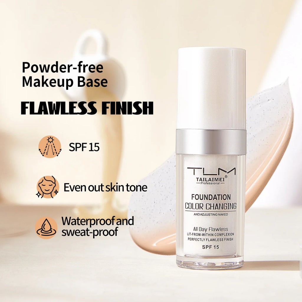 TLM Liquid Foundation Color Changing Concealer Waterproof Natural Brighten Skin Tone Face Cosmetics Makeup for Women & Men 30ml - AliExpress 66