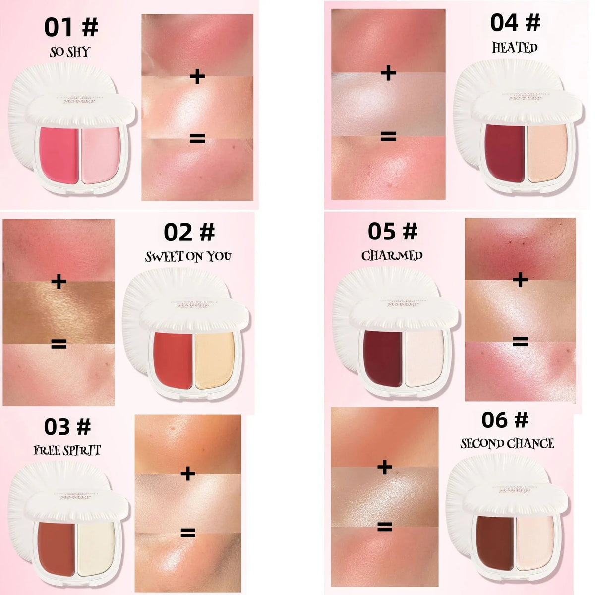 2 In 1 Dream Blush Highlighter Palette Natural Glow Face Contour Long Lasting Luminous Finish Healthy Radiance Duo - AliExpress 66