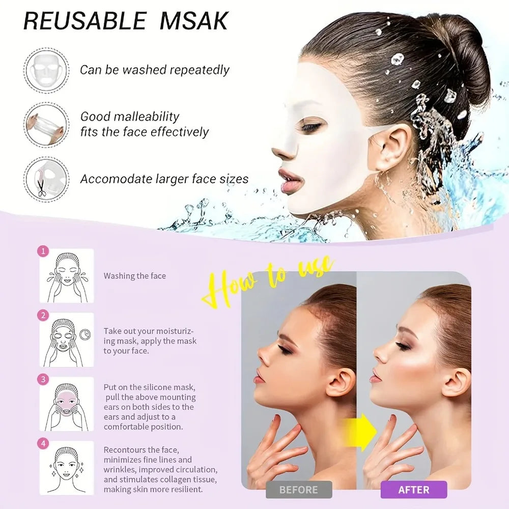 Reusable Silicone Face Mask Holder 3D Ear Hanging Design Moisturizing Facial Mask Cover Anti Wrinkle Auxiliary Mask