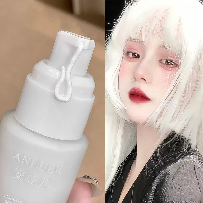 Matte White Liquid Foundation Makeup Waterproof & Long-Lasting Buildable Coverage Primer & Concealer Stick for Halloween Cosplay