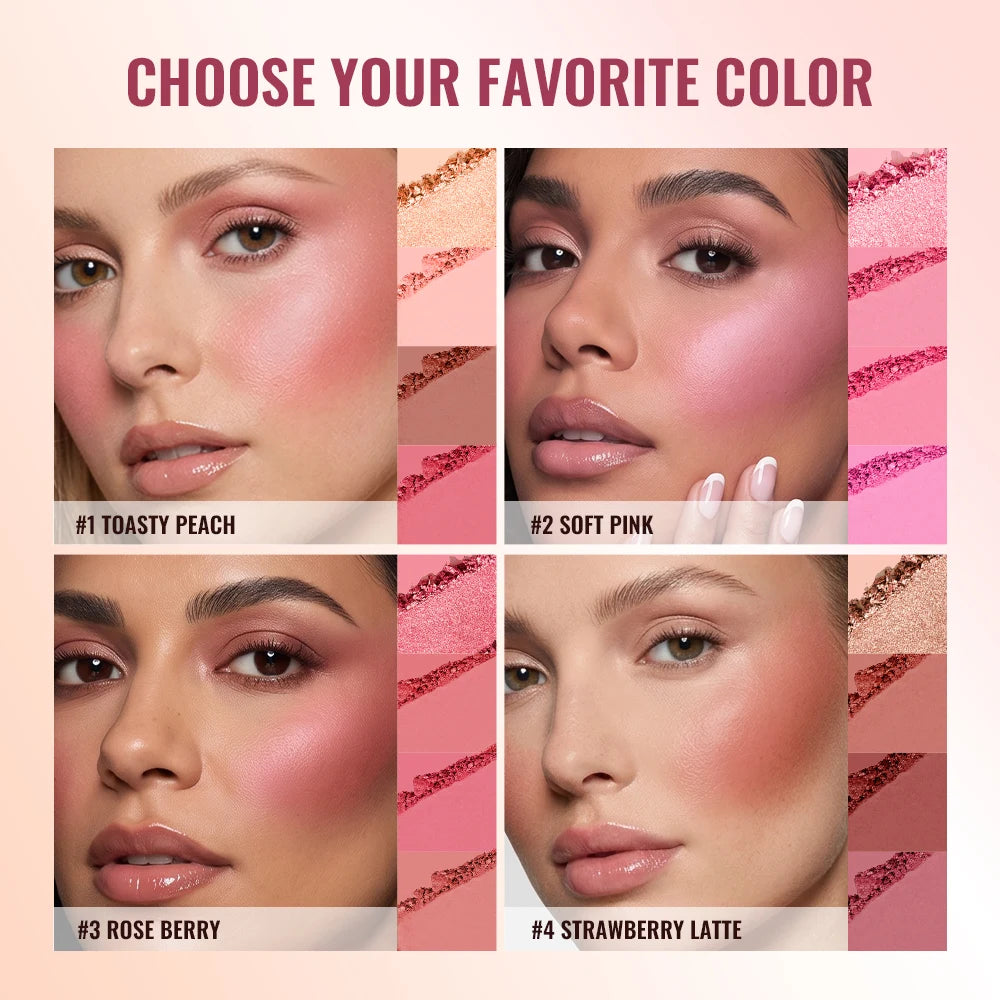 4?Color Blur Filter Blush Palette Matte Pigmented Powder Blush Makeup Palette Natural Flush Cheek Cosmetic With Blush Brush - AliExpress 66