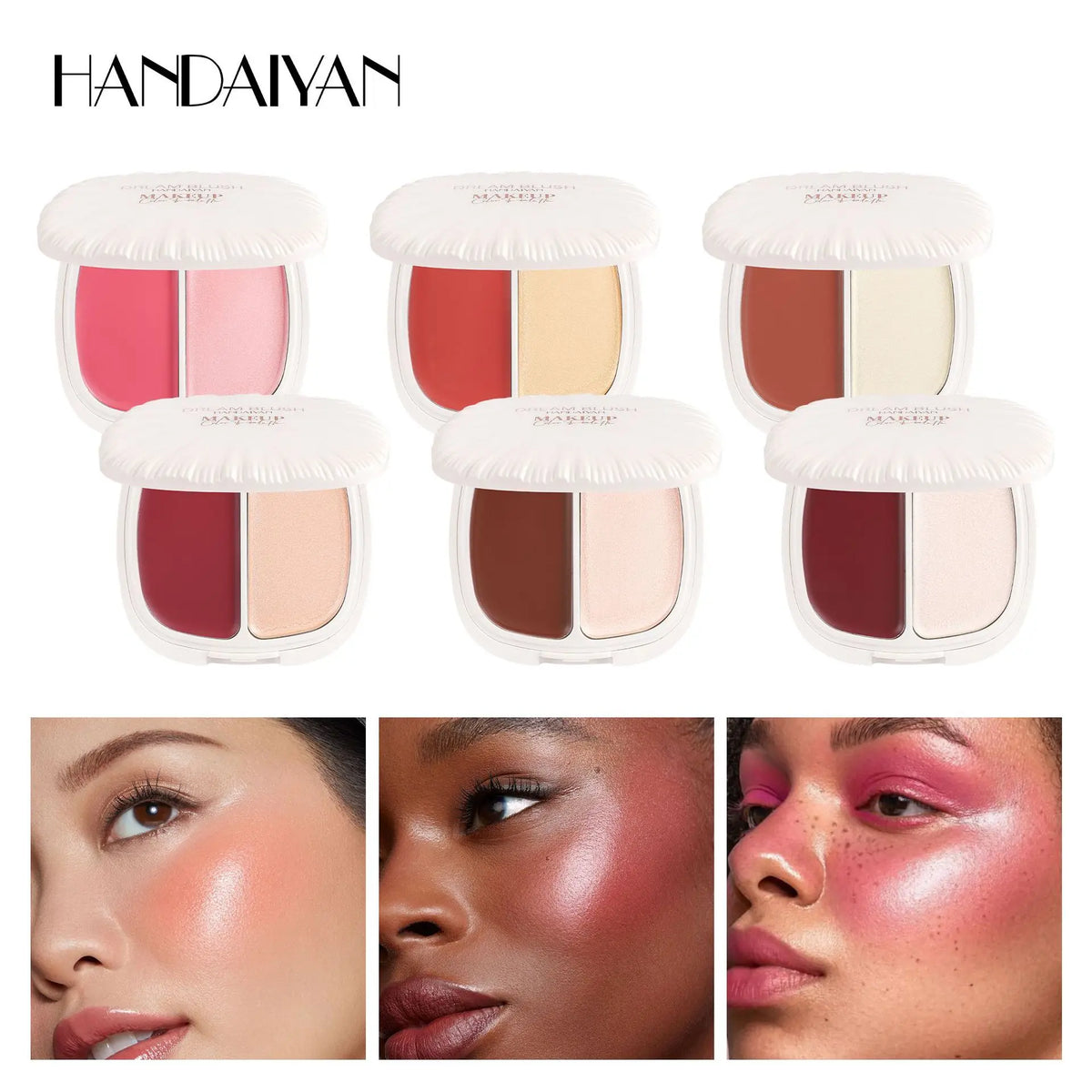 2 In 1 Dream Blush Highlighter Palette Natural Glow Face Contour Long Lasting Luminous Finish Healthy Radiance Duo - AliExpress 66