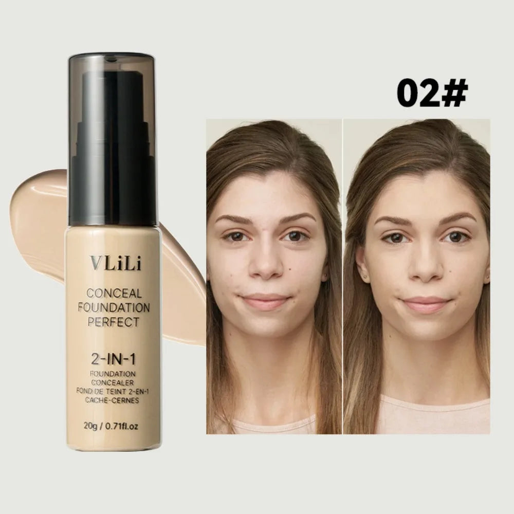 New Waterproof Liquid Foundation Oil-Control Matte Face Foundation Cream Sweat Proof Natural Foundation Concealer Cream