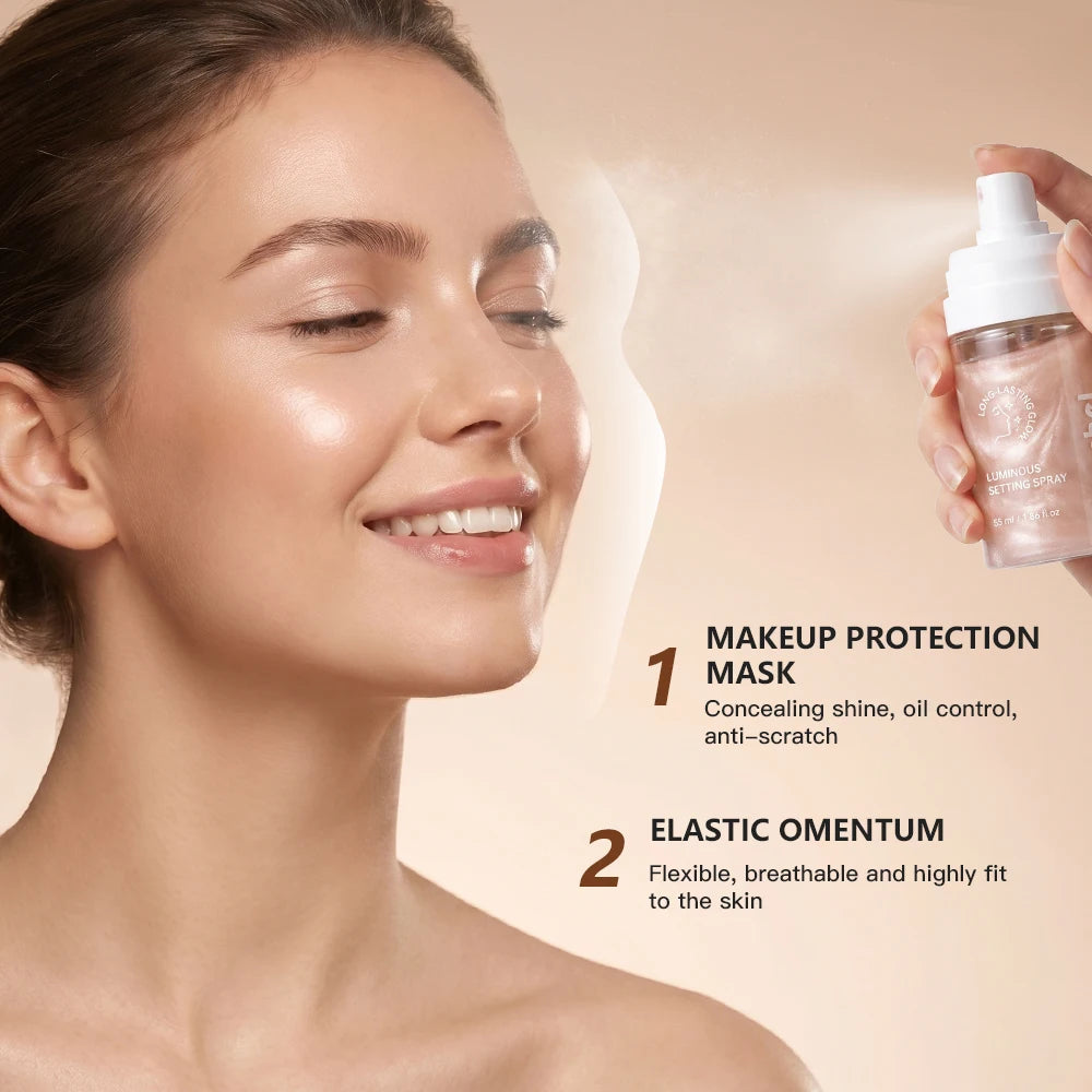 Luminous Setting Spray Dewy Plump Looking Skin Lasting Hydration Blends Seamlessly Natural Finish Daily Face Makeup Cosmetics