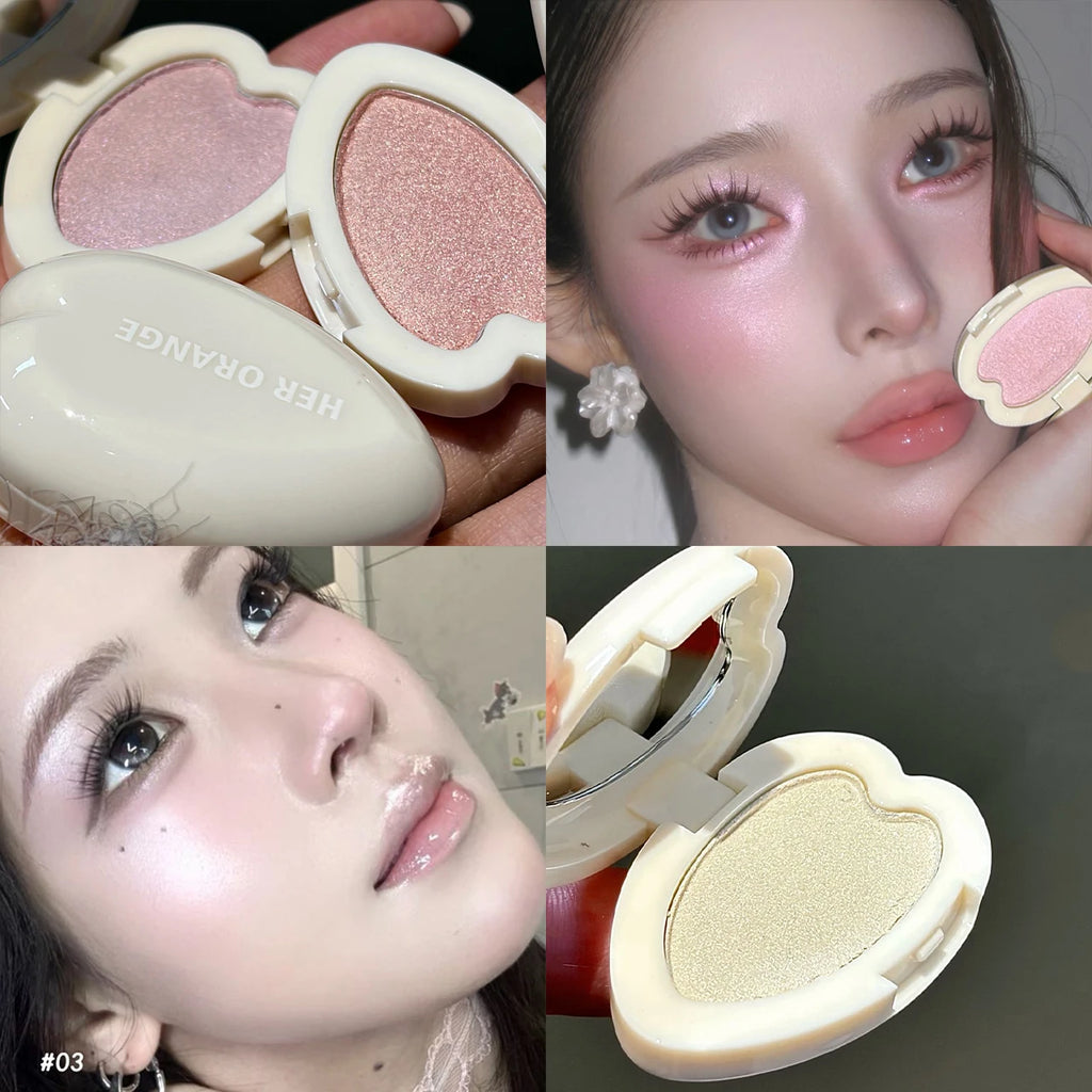 Heart Shaped Shimmer Highlighter Clear Glitter Pearl Pink High Gloss Brightening Face Contour Eyeshadow Palette Cosmetic - AliExpress 66