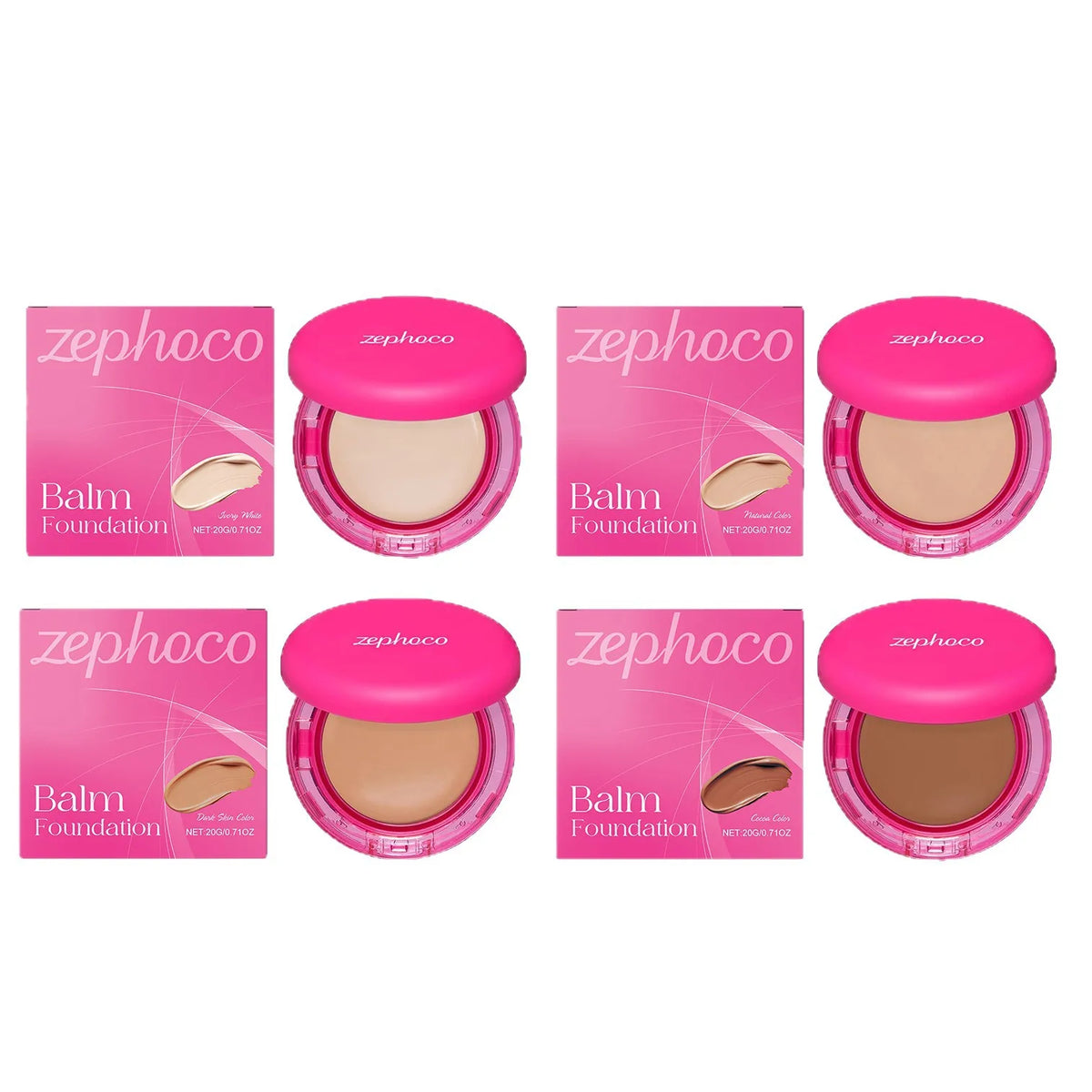 Zephoco Balm Foundation 4 Color Long Lasting Oil Control Age-Defying Matte BB Cream Foundation High Coverage Makeup Products 20g - AliExpress 66