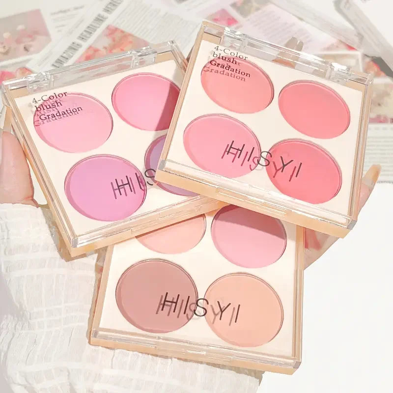 4-color matte blush palette - pinkish purple tones, waterproof, long-lasting natural nude makeup, perfect gift, Korean-style - AliExpress 66