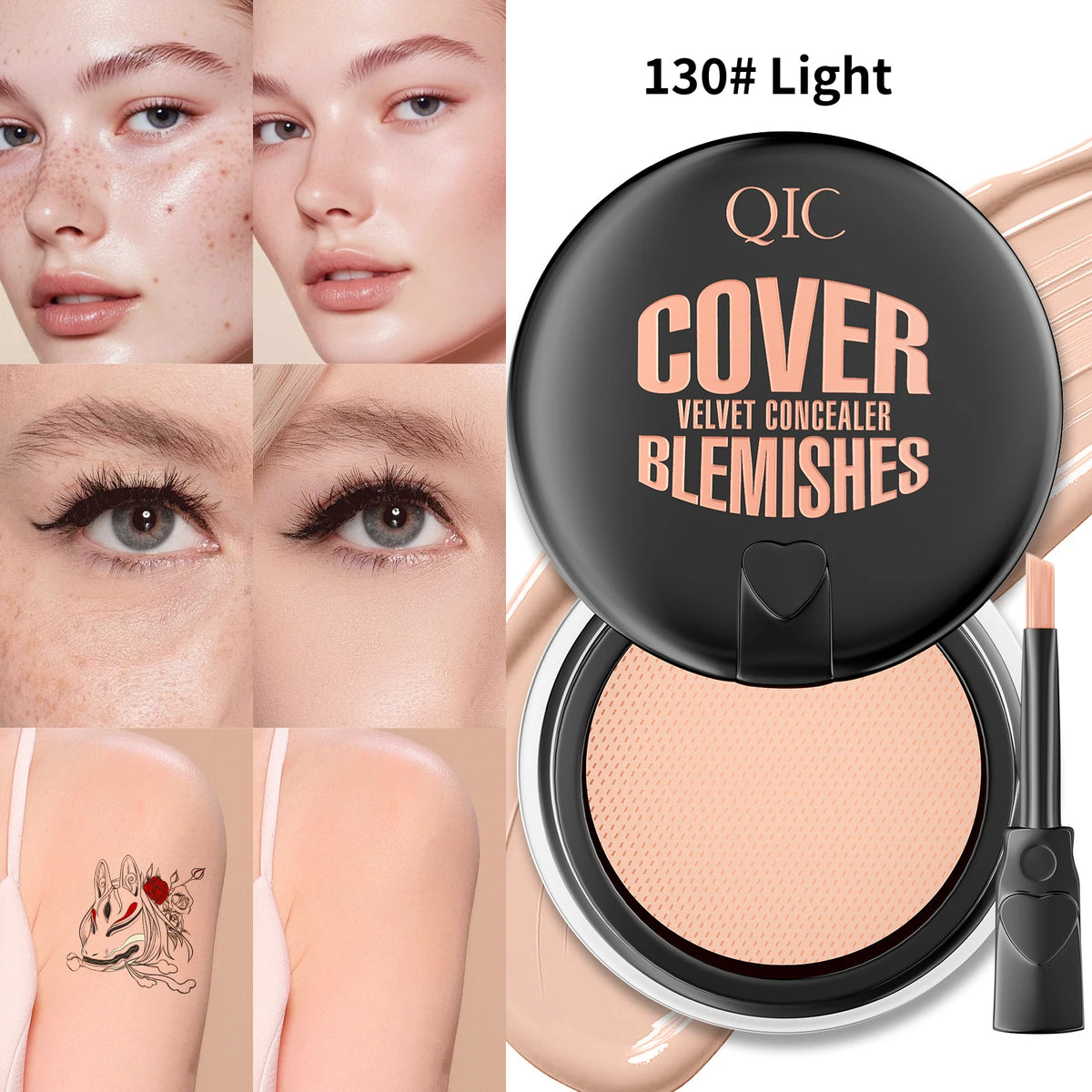 QIC Waterproof & Sweatproof Concealer Cream - Tattoo coverage, Long-Lasting Foundation, Natural,Full coverage, All Skin Types - AliExpress 66