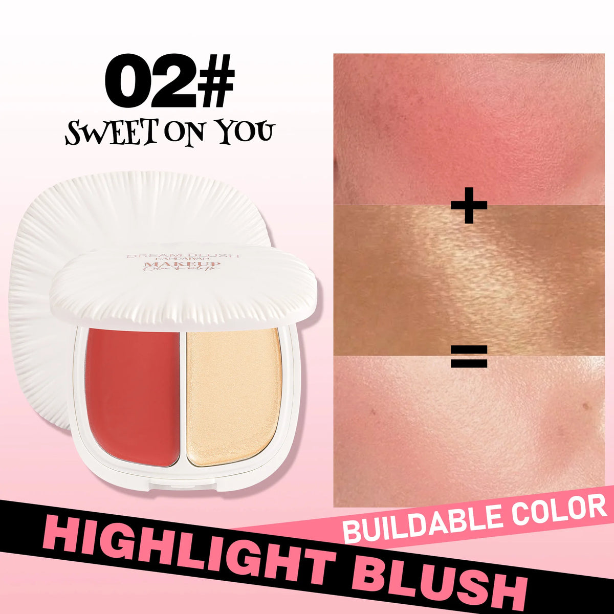2 In 1 Dream Blush Highlighter Palette Natural Glow Face Contour Long Lasting Luminous Finish Healthy Radiance Duo - AliExpress 66