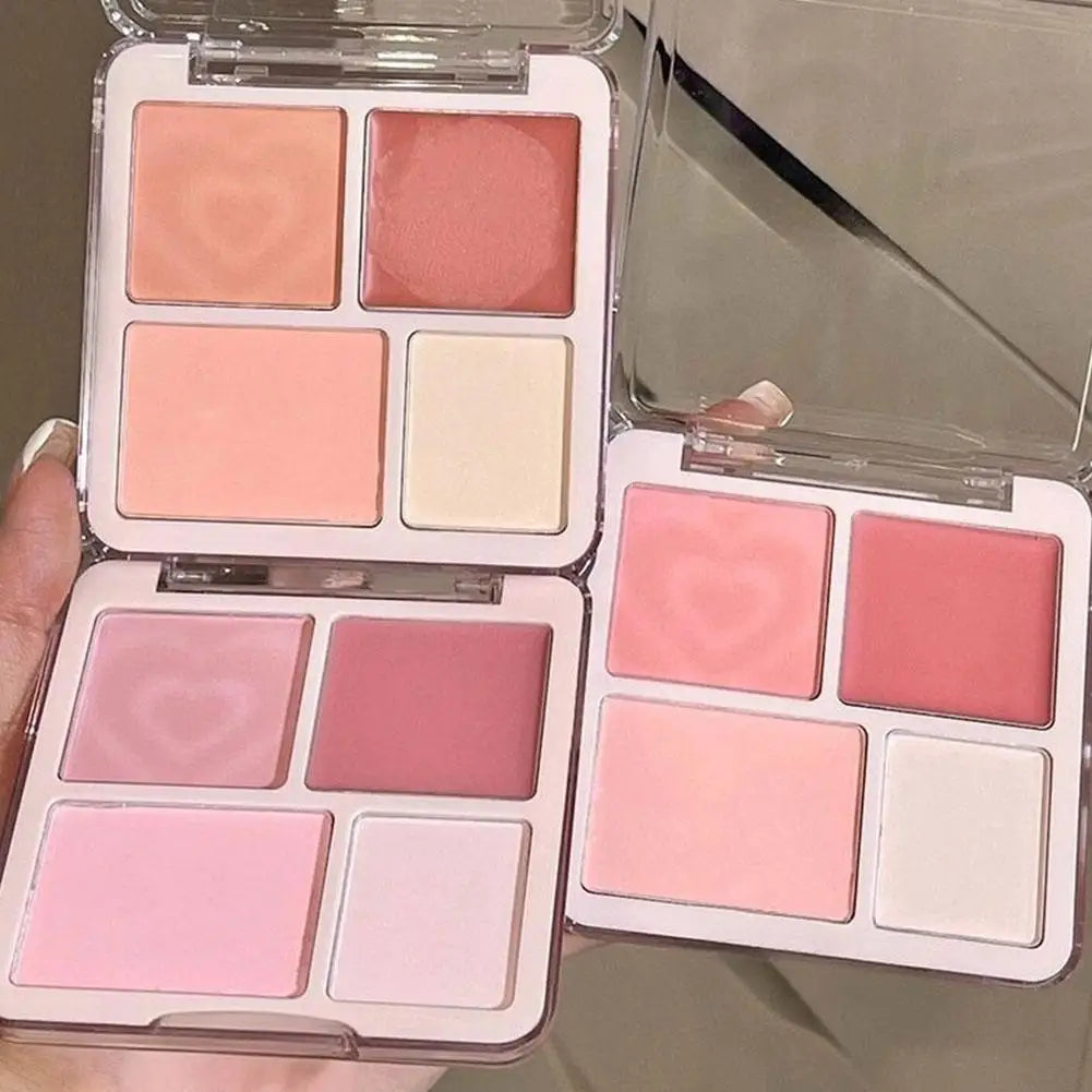 1pcs Korean Style Blush Highlighter Palette Four Color Matte Sculpting Shrinking Expanding Makeup Contouring Powder Compact - AliExpress 66