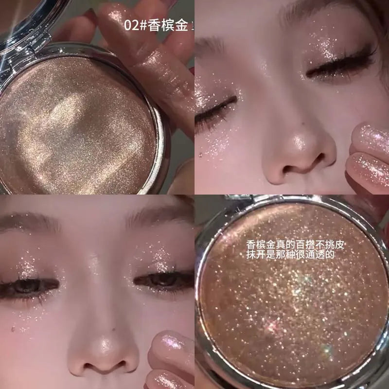 kakashow Diamond Shimmer Highlighter Cream Potato Texture Long Lasting Multi-Use Face Eye Cheek Makeup for Party & Gift
